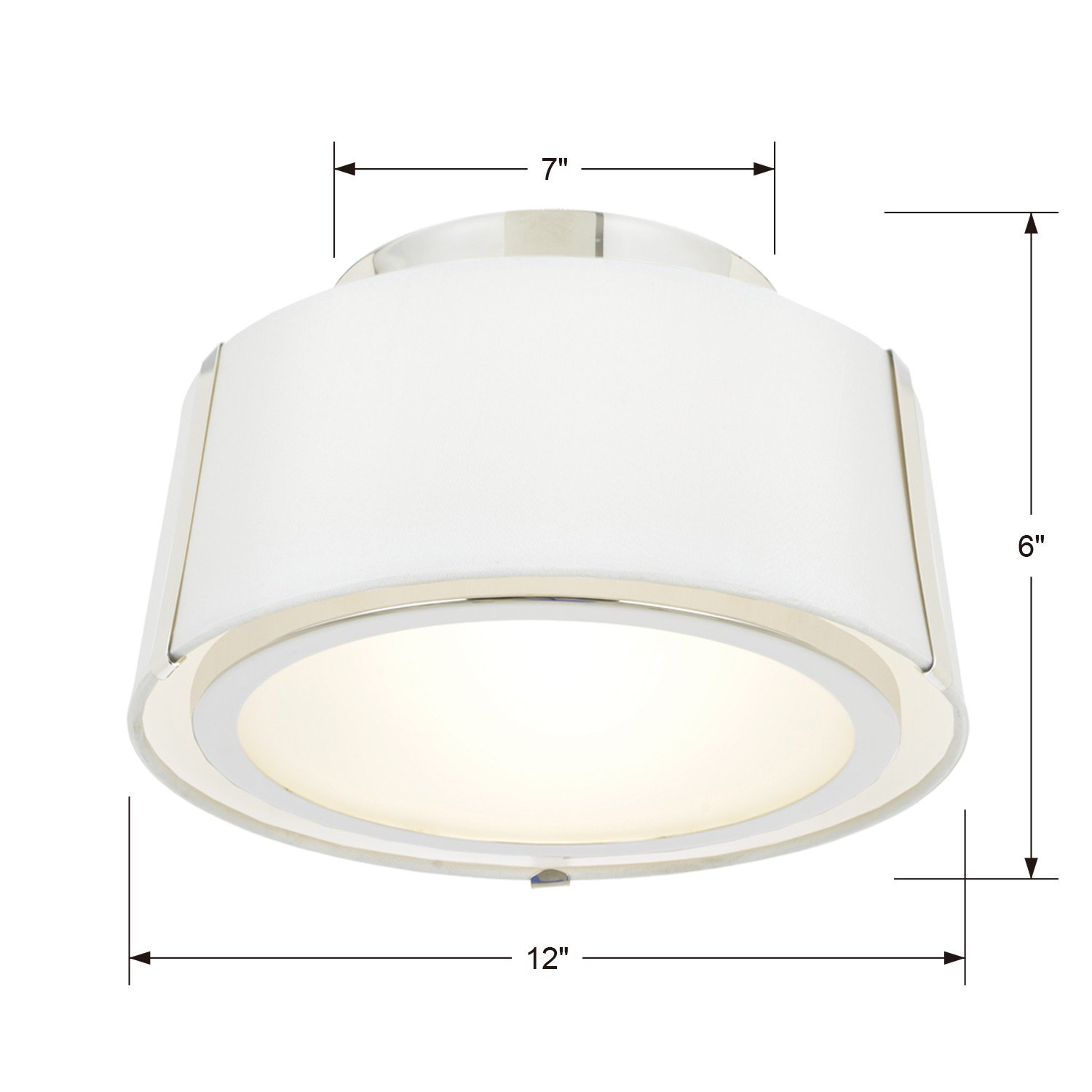 Marietta 2-Light Flush Mount, Polished Nickel, Nickel/White