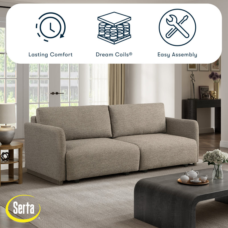 Serta Durango 86" Upholstered Queen Size Convertible Sleeper Sofa, Brown