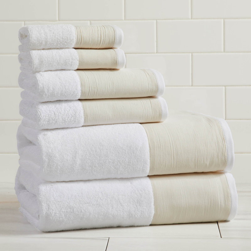 Ensemble de serviettes de bain 100% coton, Ensemble 6 serviettes de bain, Blanc