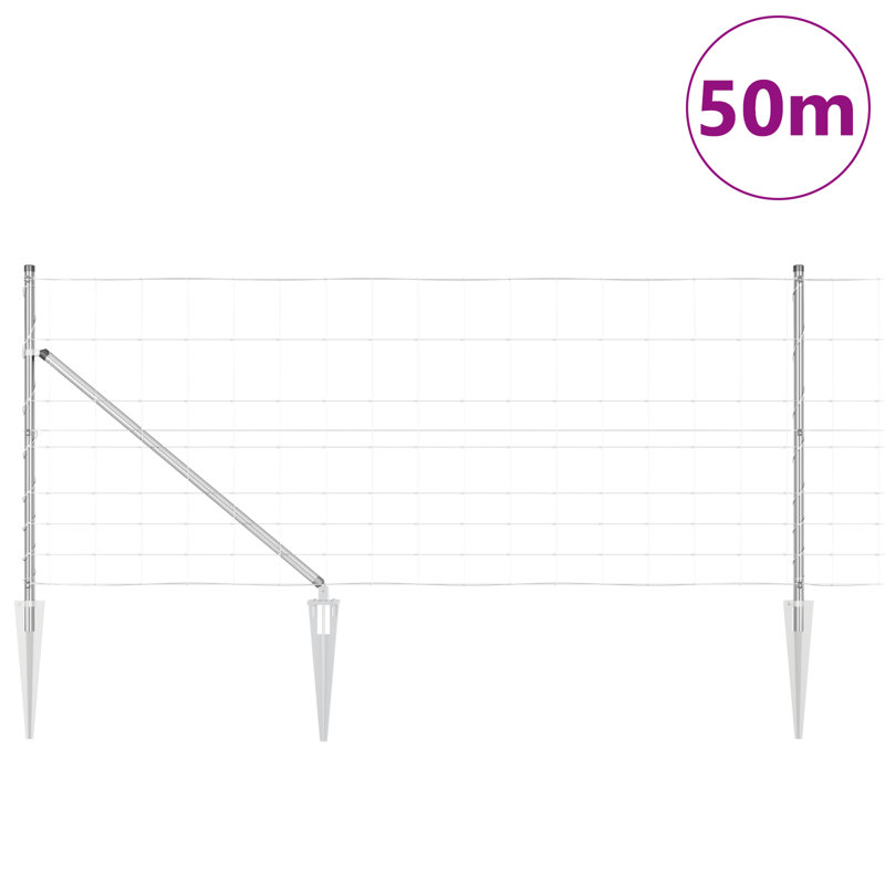 Vidaxl Field Fence Galvanised Steel, 100cm H x 5000cm W