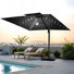 Parasol extérieur carré en porte-à-faux à DEL 128 po x 128 po, base de poids incluse