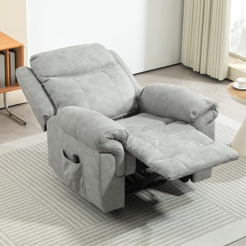 Fauteuil inclinable manuel avec 8 vibrations de massage, poches latérales , Gris clair