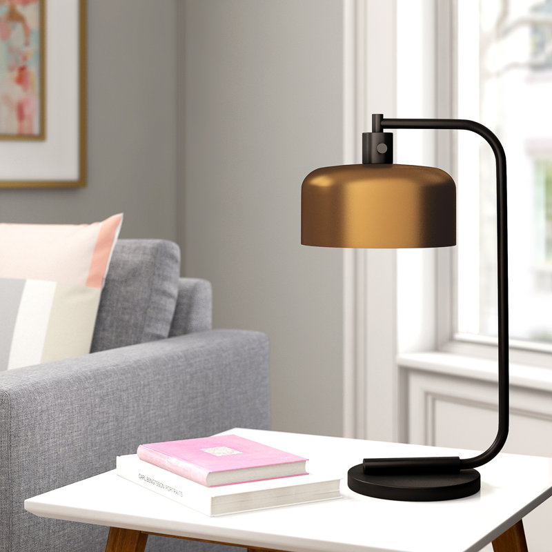 Calianne Metal Arched Lamp, Brass, Black