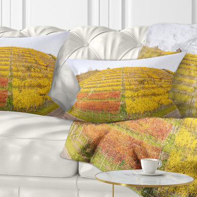 Landscape Vineyard Panorama in Autumn Lumbar Pillow