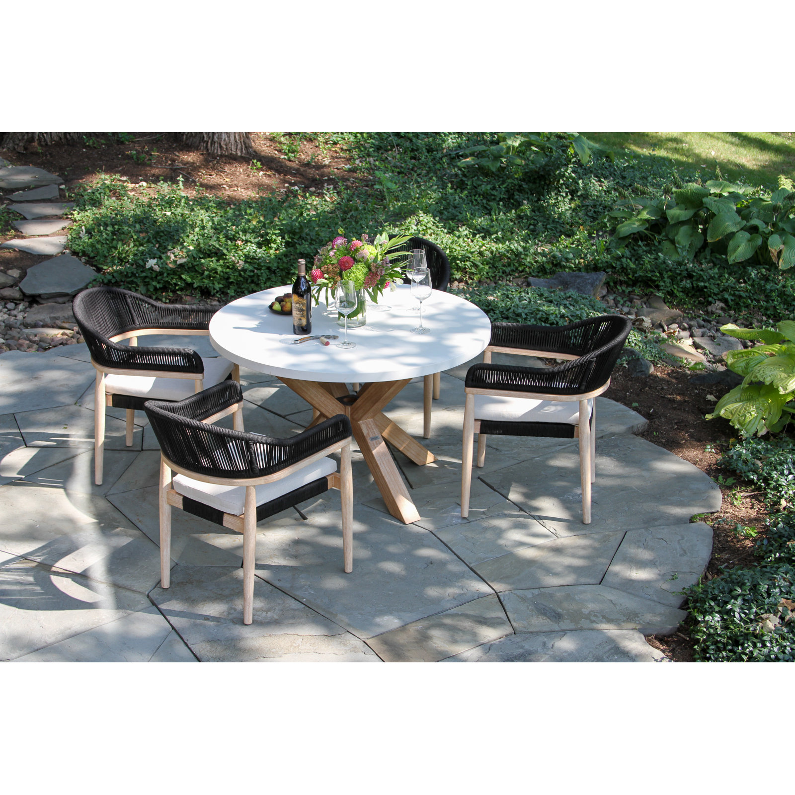 Posey 48" Patio Dining Set, Black