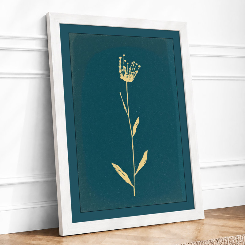 Single Stem in Cream Botanical - Framed Print, A4 - 29.7 x 21.0 cm, White