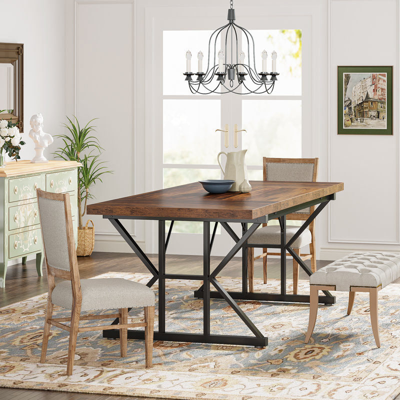 Table de salle à manger Taneja, Brun, H 29,52 po x L 70,86 po x l 31,49 po, Noir