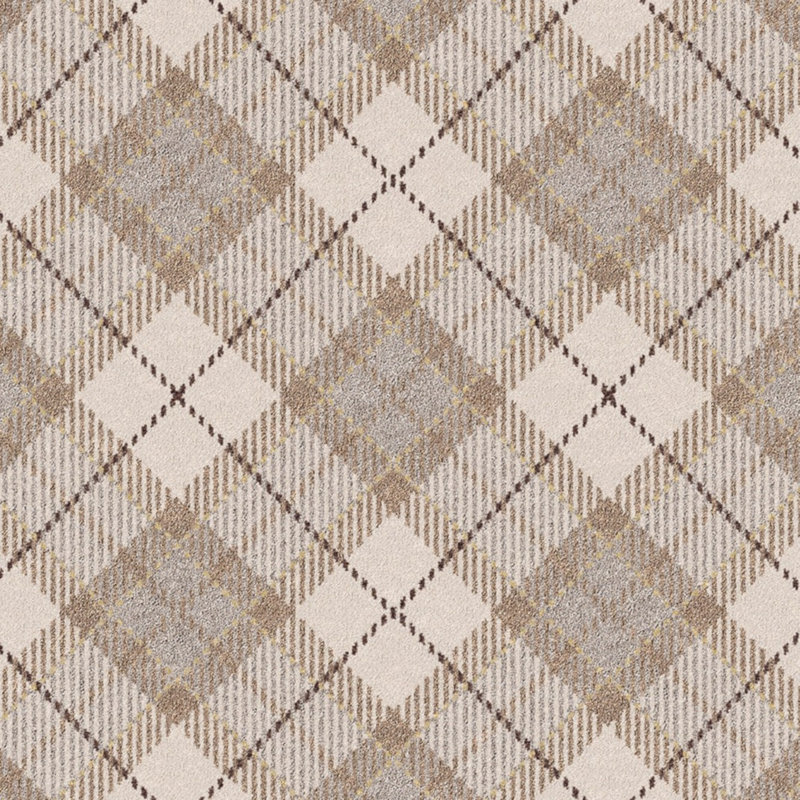 Christmas Plaid Ivory Snow, Round 5'4", Ivory/Biege/Gray
