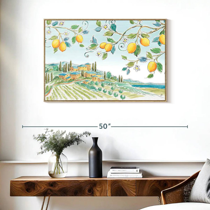 Brise méditerranéenne I, Cadre flottant en bois naturel, 37 po x 25 po