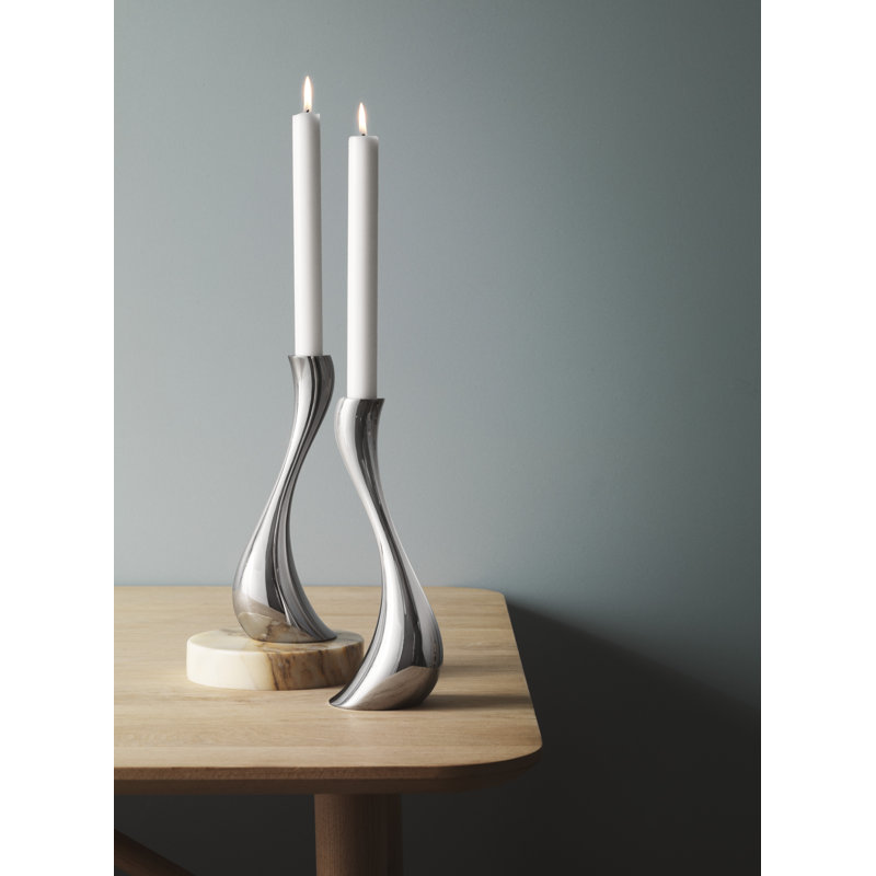 Cobra Stainless Steel Candlestick, 9.45" H x 3.35" W x 3.54" D, Stainless Steel