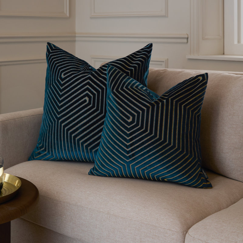 Geometric Square Throw Pillow Cover, Navy