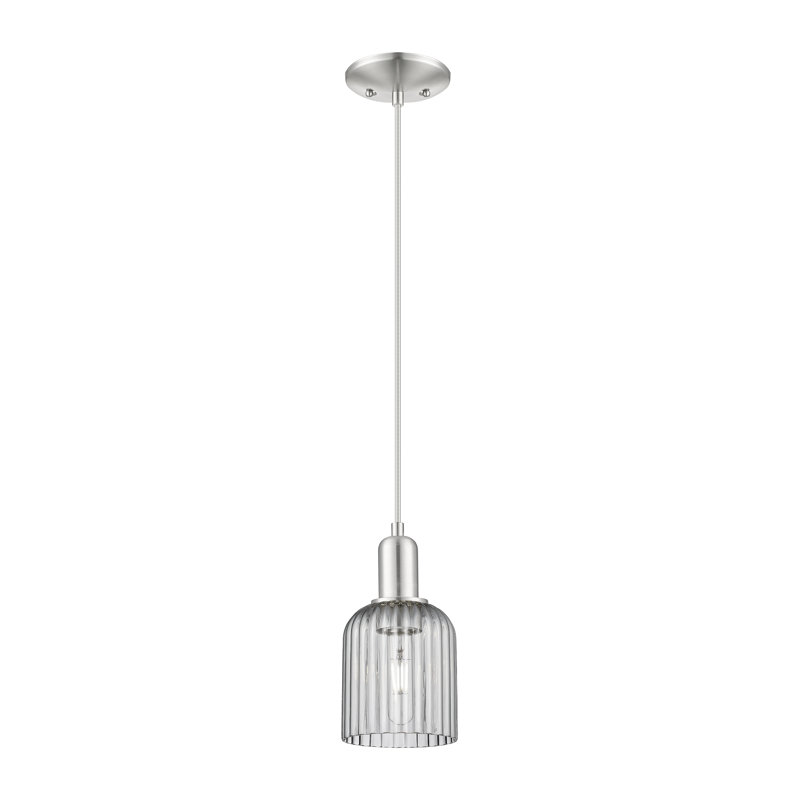 Downtown Urban - voile de mariée - mini-luminaire suspendu à cordon 1 lumière 12 po - finition nickel poli - abat-jour transparent