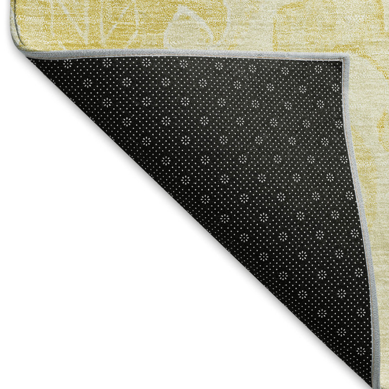 Tapis doré Prisco lavable à la machine de qualité supérieure, Rectangle 9 pi x 12 pi
