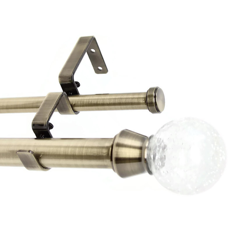 Tringle à rideaux double en verre craquelé Mullett, Noir, H 1 po x l 120 po x P 1 po