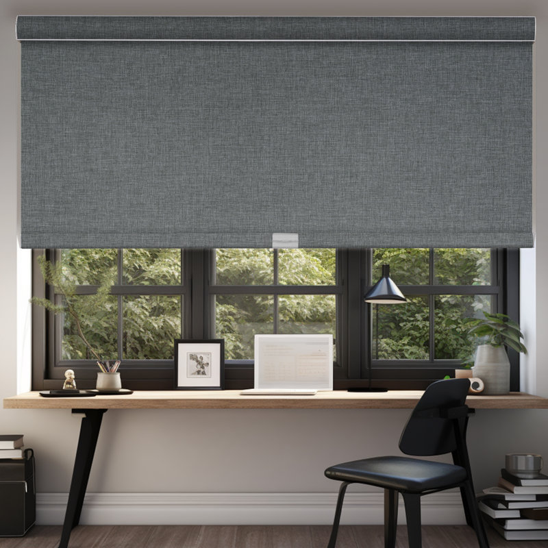 Blackout Roller Shades For Windows Cordless Linen Fabric Roller Blinds For Window Thermal Insulated Fabric UV Protection Window Shades For Home,Blackout,