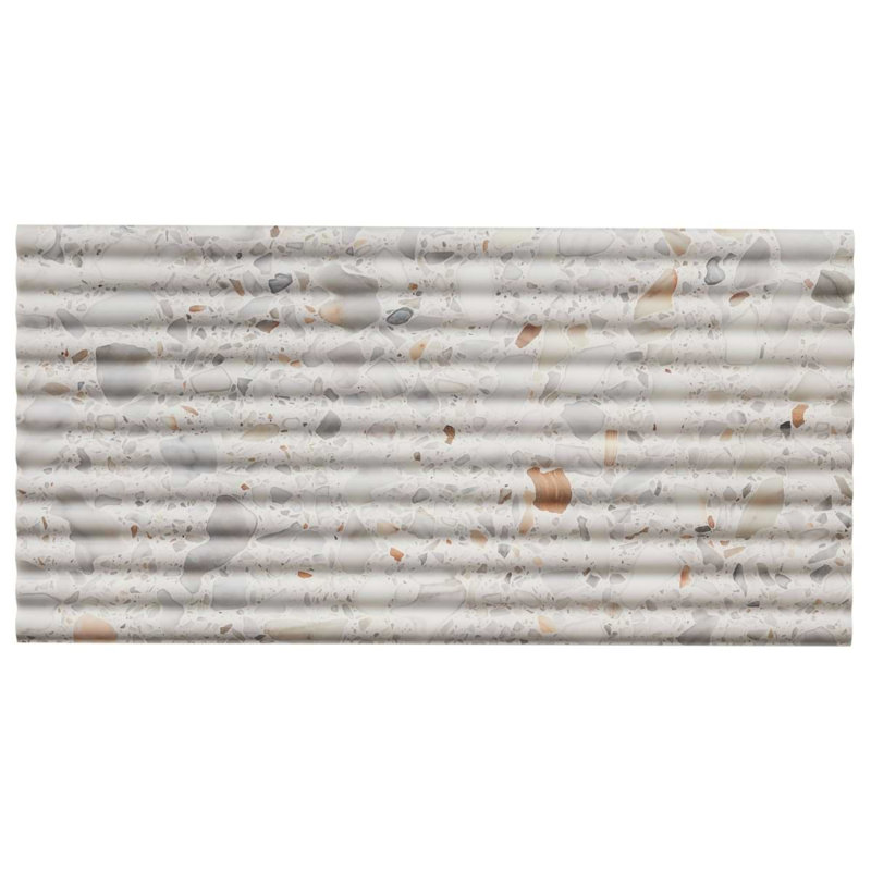 Terrazzo Italy Fluted Honed Terrazzo Tile, Sacra Calacatta White