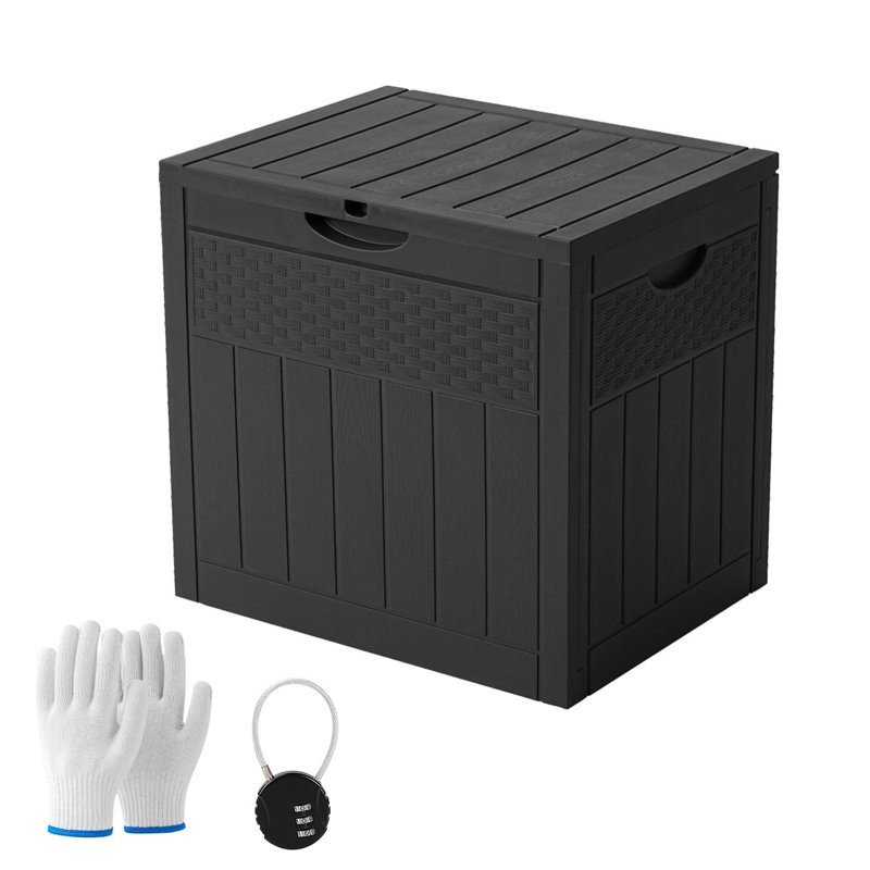 Lifeideas 55.5cm W 126.484L Polypropylene Lockable Deck Box in Black