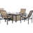 5 Piece Patio Dining , Beige, Steel Frame, 4 Comfy Rocking Chairs & Ice Bucket Table Outdoor Piece, Steel, Calm And Leisurely