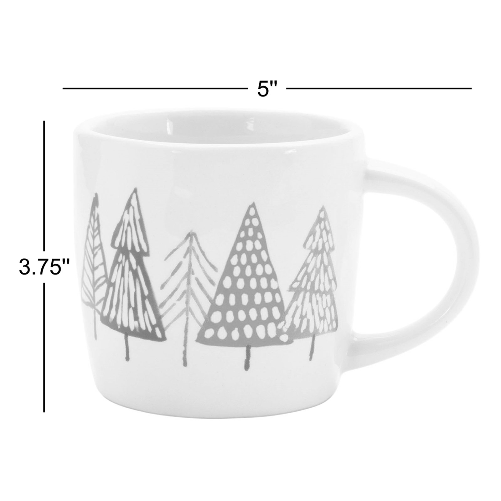 4-Piece Ceramic Pine Tree Mug Set