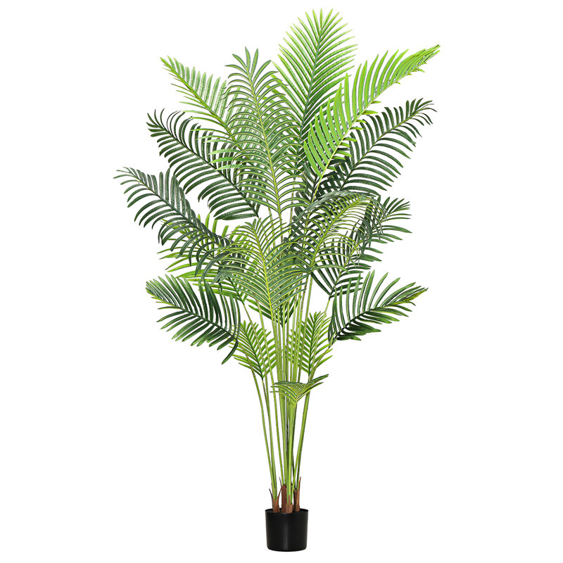 Faux palmier Areca dans un pot noir, 84" H x 48" W x 48" DP