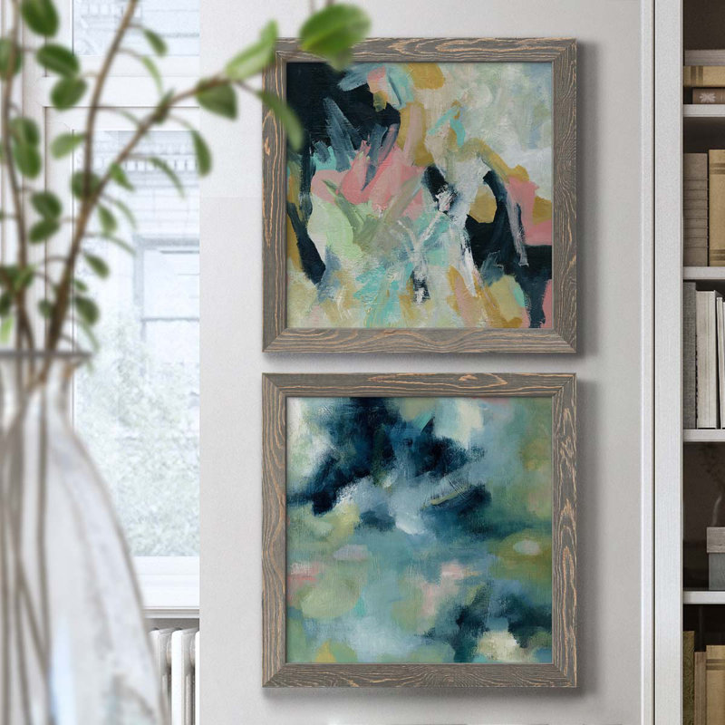 «Vitality», ensemble de 2 peintures sur toiles, H 20 po x l 40 po x P 1,5 po, Toile avec cadre gris