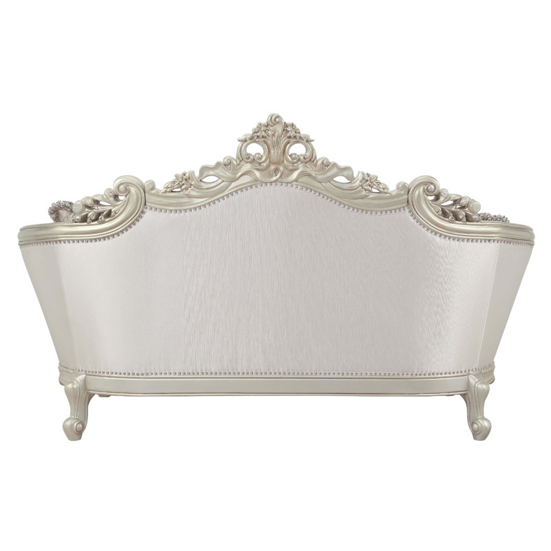 Elegant Floral Tufted Fabric Loveseat with Rolled Arms and Nailhead Accents
