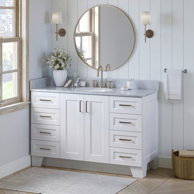 Sawyer 54'' Solid Wood Single Bathroom Vanity in White, Base Cabinet without Top