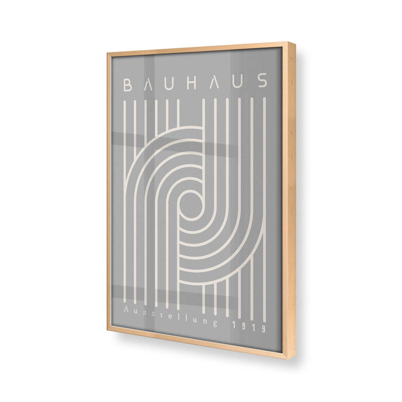Bauhaus 1919 Linear Harmony Rolled Print, Raw Maple Framed Paper, 37" H x 25" W x 1.25" D