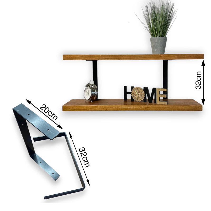 Ashlar Wood Floating Shelf, Tudor Oak, 4.5cm H x 90cm W x 22cm D