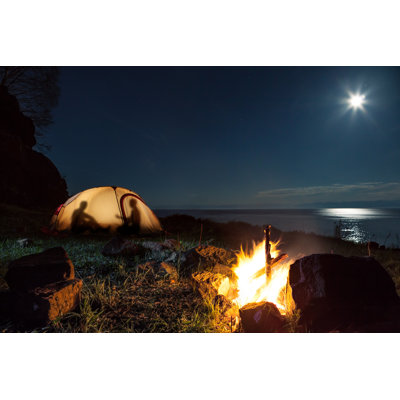 Tourists In A Tent - Wrapped Canvas Print