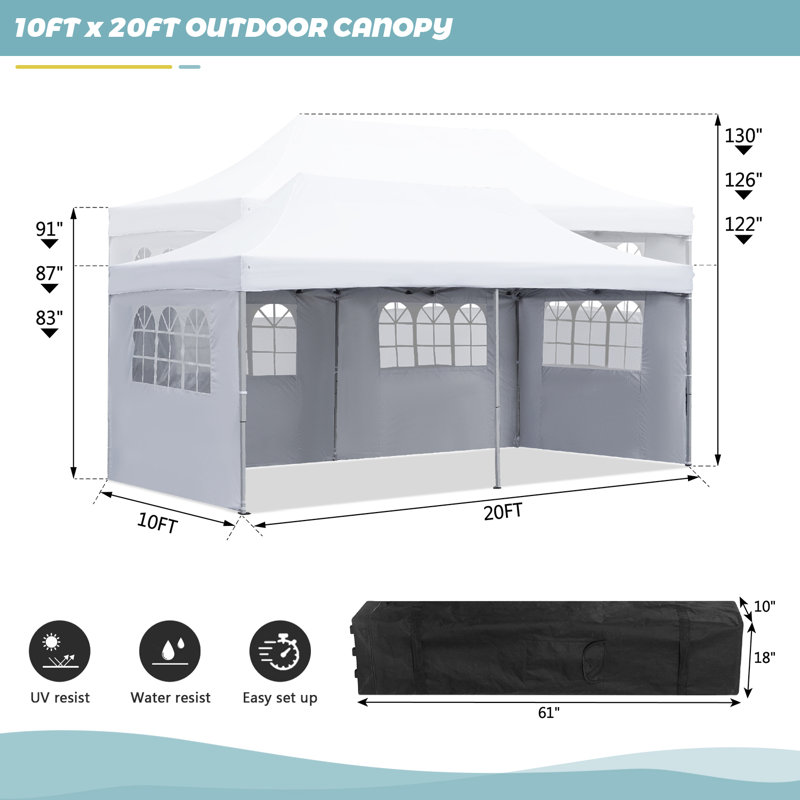 236.22'' W x 118.11'' D Steel Party Tent, White
