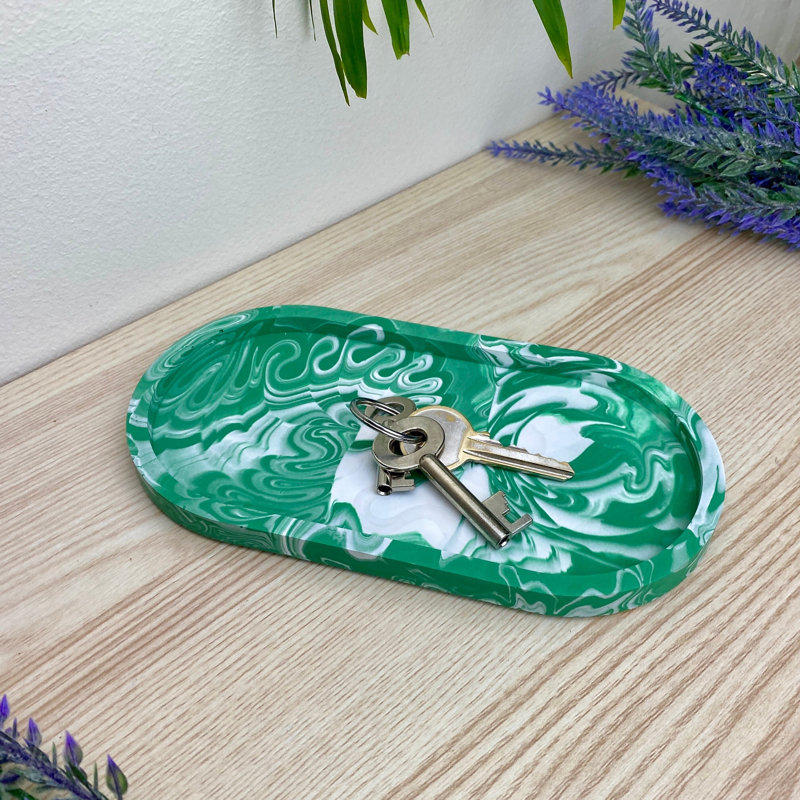 Oval Trinket Tray Dish, Green