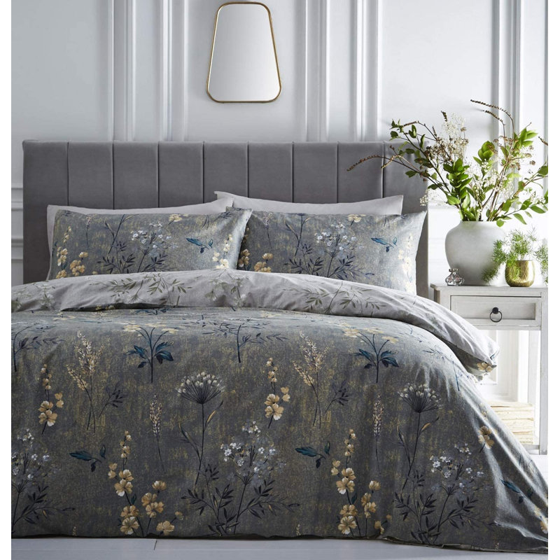 Claretta Cotton Blend, Polyester Floral Duvet Cover Set with Pillowcases, Super King Duvet Cover + 2 Standard Pillowcases