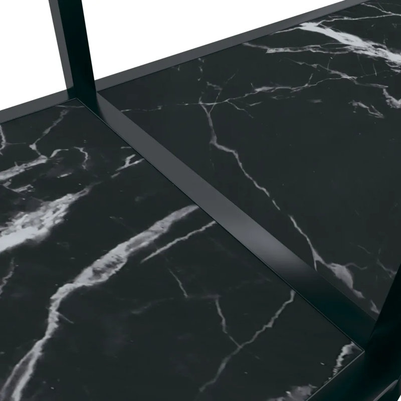 Hannmeike Glass Top Console Table, Black, 75.5 x 180 x 35 cm