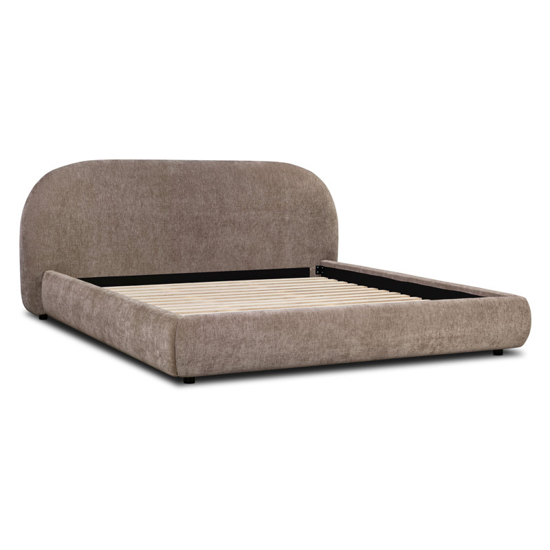 Lit plateforme entièrement rembourré Genoa, Très grand, Brun taupe