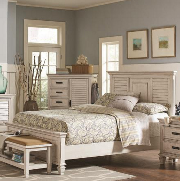 Crigler Solid Wood Standard Bed, King, Antique White