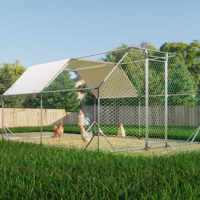 Large Galvanized Metal Chicken Coop With Rust- Finish And Spacious Interior Cage Coating For Hen House