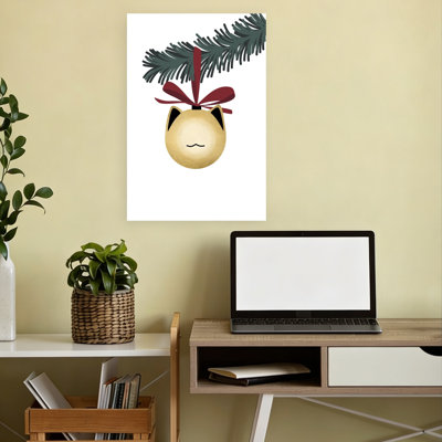 Christmas Cat Ornament Contemporary Cat Wall Art Print 1 Piece Wrapped Canvas Wall Art