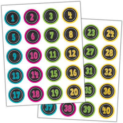 Chalkboard Brights Numbers Sticker