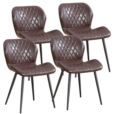 Chaise de salle à manger moderne avec revêtement en similicuir et pieds en métal