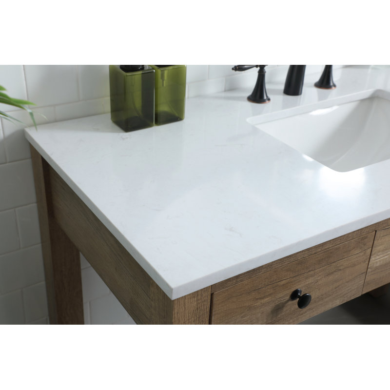 Hudson 48'' Single Bathroom Vanity with Engineered Marble Top, Natural Oak