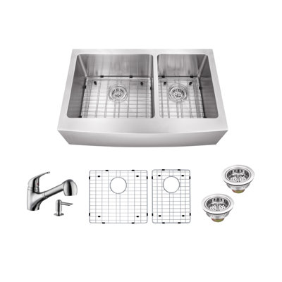 35.88'' L Double Bowl Stainless Steel Kitchen Sink