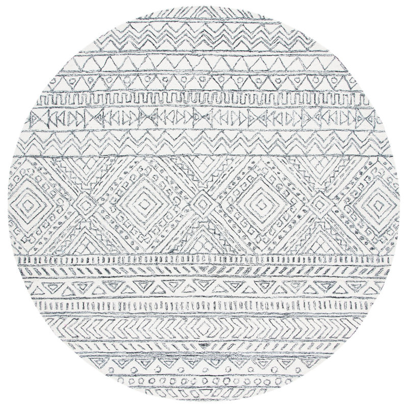 Wenzel Hand Tufted Wool Southwestern Rug, Round 3'