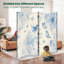 Paravent 4 panneaux à cloison pliable Royal Floral Vintage Boho bleu crème fleurs blanches Oiseaux Toile-133671963-133671965
