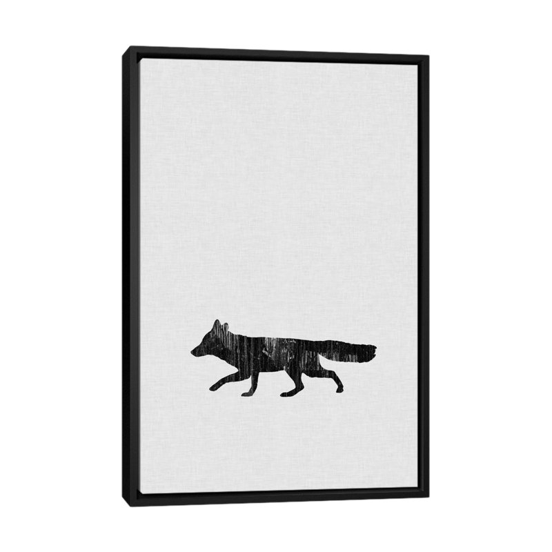 «Fox», impression sur toile, H 26 po x l 18 po x P 1,5 po, Toile encadrée noire, Pas de tapis