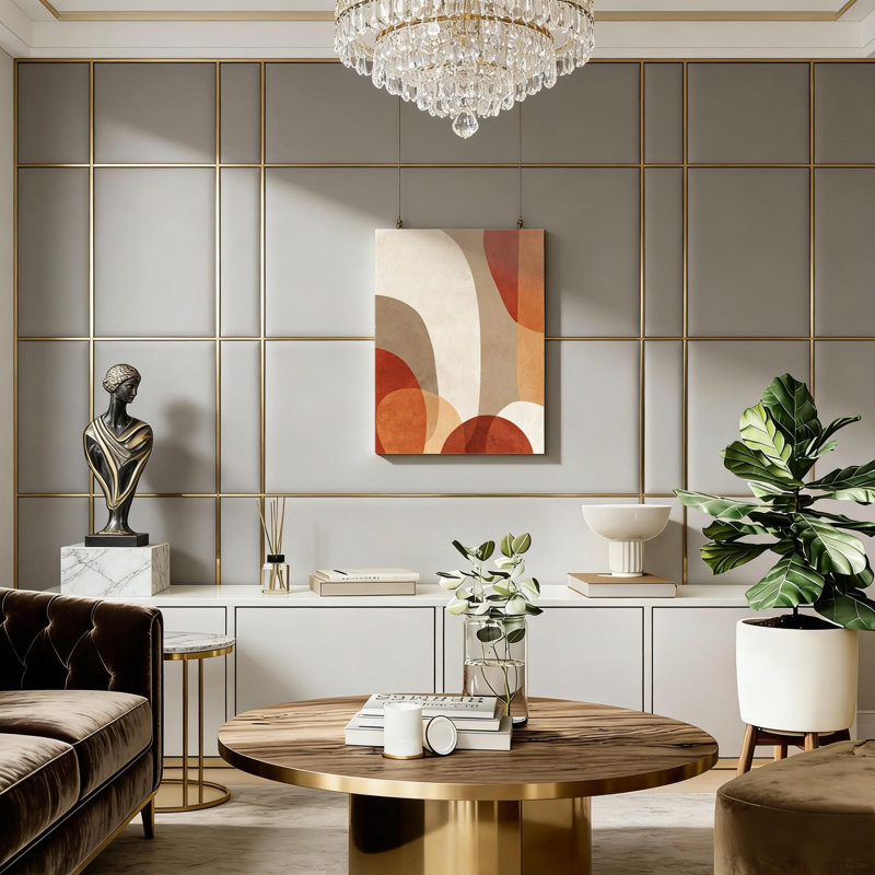 Abstrait, cercle, toile, orange, art mural, peintures pour la décoration de la chambre à coucher, support de cadre en bois massif, (24 x 16 x l)