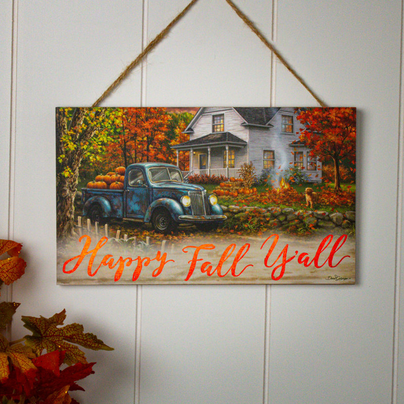 Panneau «Happy Fall Yall» en bois avec support à corde