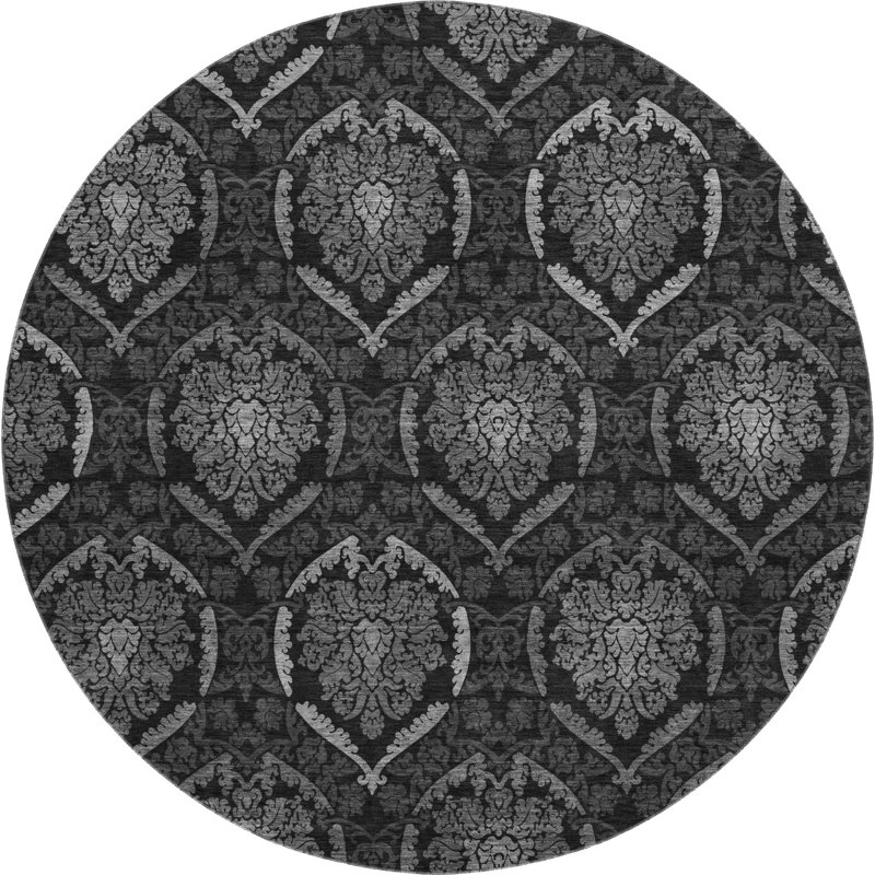 Premium Machine Washable Prisco Gray Rug, Round 8'
