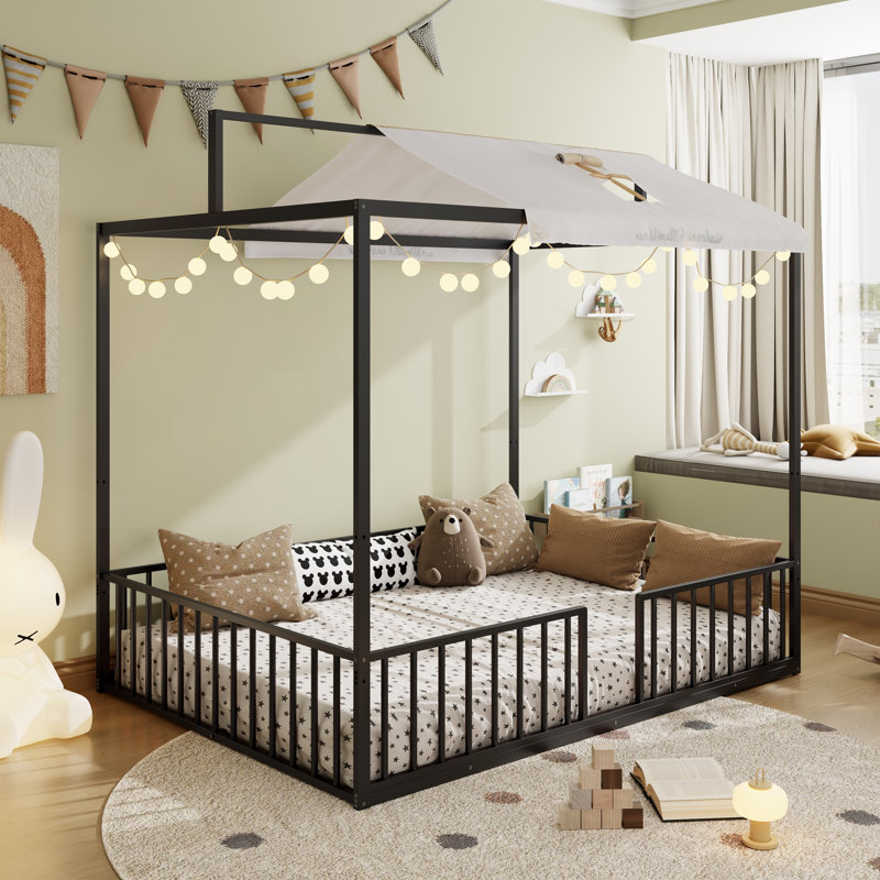 Lit convertible 3-en-1 Montessori, Noir, Double
