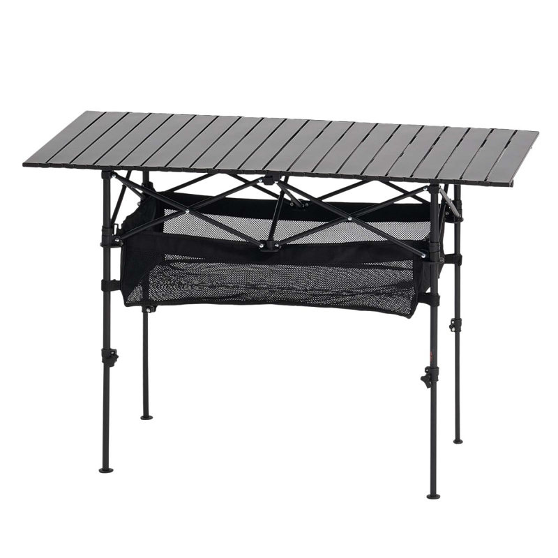 Table de camping pliante en aluminium, H 7,68 po x l 25,2 po x P 9,84 po, Noir